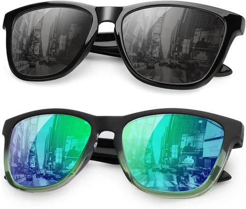 Gafas de sol unisex polarizadas retro clásicas modernas para hombres y mujeres lentes de sol para conducir 100 bloqueo UV C Negro brillante