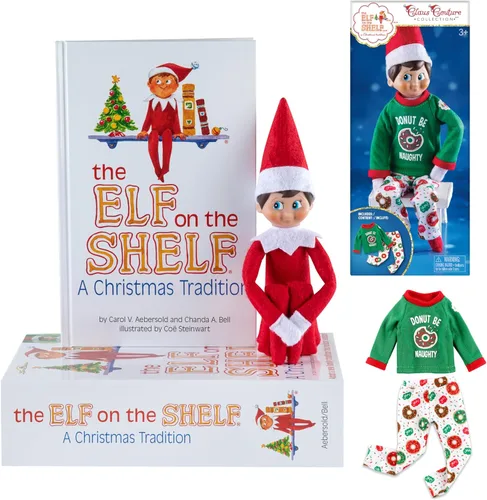The Elf on the Shelf - Boy Elf Giftset with Donut Pajama Set - Donut Be Naughty PJ's and Boy Character Themed Storybook - A Christmas Tradition