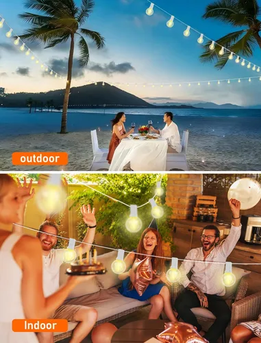 Vista 21 de 25ft Outdoor Christmas LED String Lights,G40 Frosted White Globe Lights with 27pcs Plastic Bulbs,Round Bulb Christmas Lights for Indoor/Outdoor