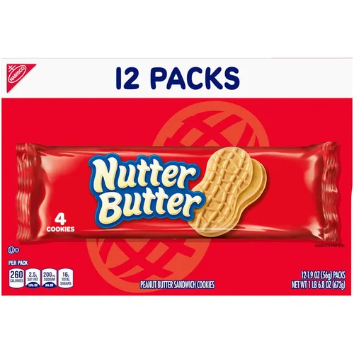Vista 16 de NUTTER BUTTER Galletas sándwich de mantequilla de maní, tamaño familiar, 16 onzas