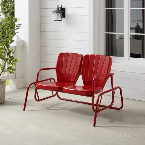 Vista 6 de Crosley Furniture Ridgeland - Planeador de dos plazas Rojo brillante brillante