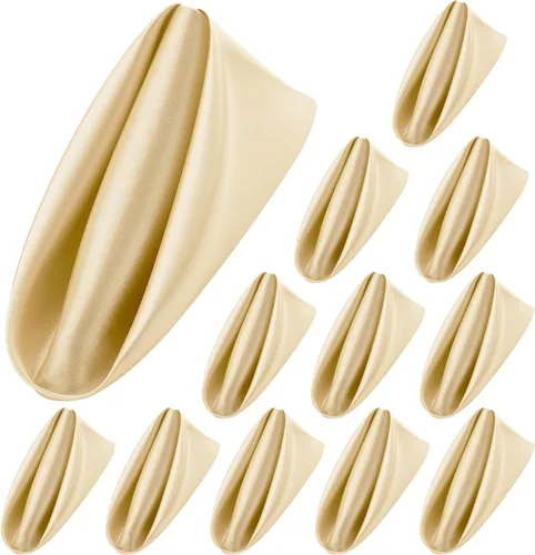 Vista 19 de Aneco 12 Piezas de Servilleta de Satén Cuadrada de 20 x 20 Pulgadas, Servilletas de Cena para Bodas, Servilletas de Fiesta, Servilletas de Mesa