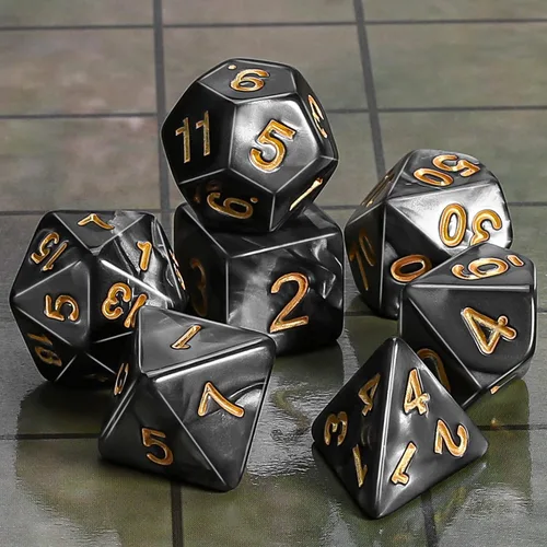 Vista 2 de CiaraQ Juego de dados poliédricos de 7 piezas para juegos de mesa MTG de Negro