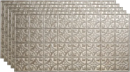 Vista 19 de FASÄDE Panel de techo decorativo de vinilo con pegamento de estilo tradicional y patrón 1 en bronce argente (muestra de 12 x 12 pulgadas)