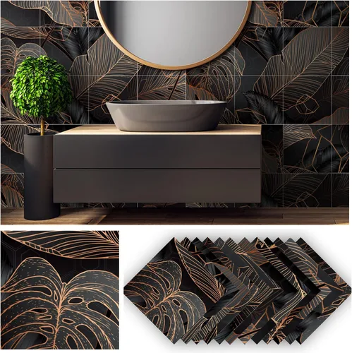 Vista 20 de Alwayspon 12 calcomanías de vinilo autoadhesivas para azulejos de pared, adhesivos de vinilo para azulejos de cocina, baño, 6 x 6 x 6 pulgadas