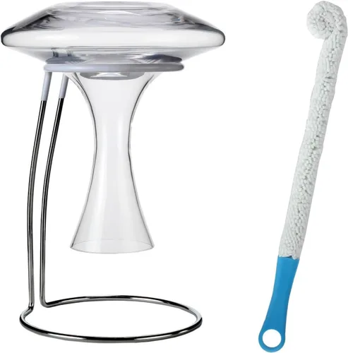 Lily's Home Wine Decanter Drying Stand with Rubber Coated Top to Prevent Scratches, Includes Cleaning Brush, For Standard Large Bottomed Wine