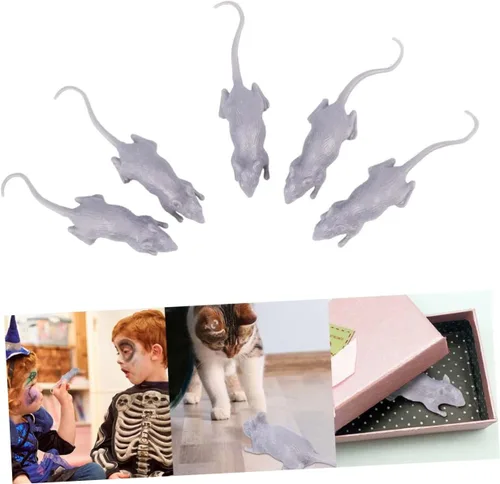 Vista 6 de ibasenice 10pcs Realistic Halloween Simulation Mice Prank Lightweight Plastic Fake Rats for Party Decorations and Scary Home Props
