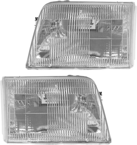 Vista 218 de TRQ Juego de Conjunto de Ensamble de Faros de 2 Piezas de Desempeño Halógeno con Marco Cromado Conductor y Lado del Pasajero Compatible con Mercedes