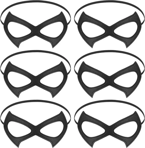 Wettarn 6 piezas de Halloween negro Cosplay medio gato máscara máscara de disfraz de ojo de gato máscara máscara de piel sintética disfraz accesorio