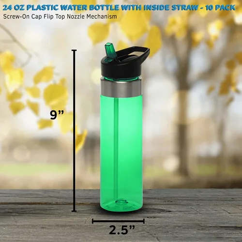 Vista 5 de Discount Promos - Botellas de agua En blanco – verde