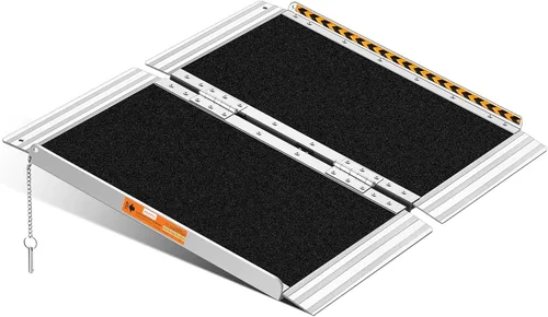Rampa Portátil para Silla de Ruedas de 2 Pies, Rampa Plegable de Aluminio Ligero con Mango para Discapacitados, Rampa de Umbral de Puerta