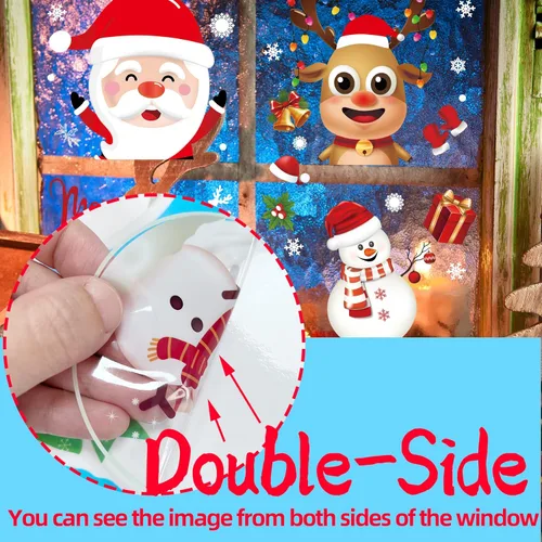 Vista 3 de Calcomanías de Navidad para ventana, de doble cara, copos de nieve, calcomanías para ventana de vidrio, Navidad, vacaciones, hogar, oficina, escuela