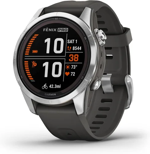 Vista 13 de Garmin fēnix 7S Pro Sapphire Solar, reloj inteligente GPS multideportivo, linterna incorporada, capacidad de carga solar, arena
