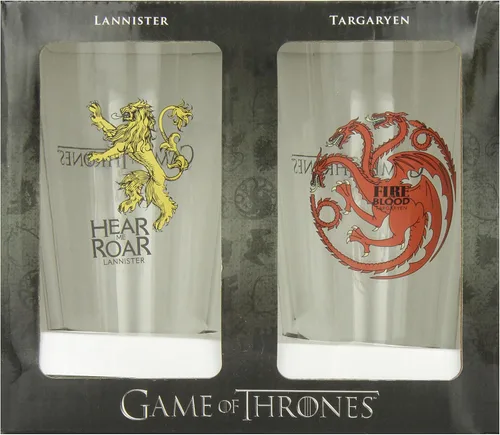 Juego de vasos de pinta de juego de tronos de lujo Dark Horse: Targaryen y Lannister