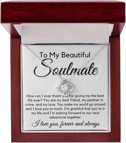 to My Soulmate Love Knot Necklace - My Lovely Wife, Gifts for Girlfriend, Romantic Gifts for Her from Husband to Wife, Valentine's Day, for Wife BF1