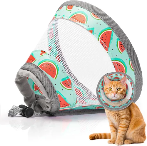 Vista 8 de Collar de cono para gato suave, collar ajustable de recuperación para gatos, collar isabelino ligero para dejar de lamer el cono E de mascota