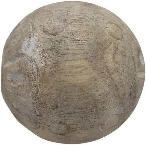 Vista 5 de PD Home & Garden Medallón tallado bola de madera decorativa pequeña 3.15 pulgadas con detalles blancos