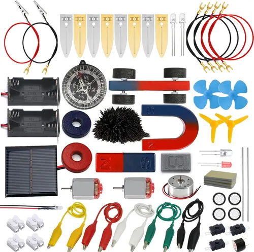 Delinx Kit de ciencia STEM, aprendizaje de imanes, aprendizaje de circuito básico, experimento de batería de frutas, kits de laboratorio de energía