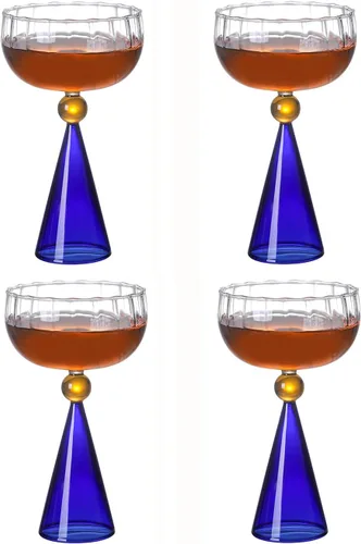 Vista 13 de Juego de copas de vino creativas de grano vertical, copas de champán, cócteles, tazas de café, cristalería para el hogar, bar/fiesta, ámbar b, 2