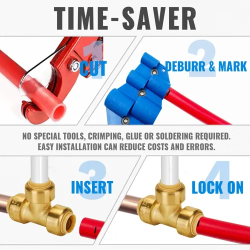 Vista 6 de SUNGATOR Camiseta de 1/2 pulgada, accesorios Pex de empuje de 1/2 pulgada, accesorios en T de 1/2 pulgada, conector en T de plomería sin plomo