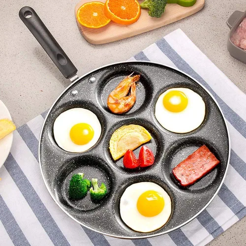 Vista 3 de Gavigain Sartén de 7 agujeros, sartén antiadherente para cocinar huevos fritos, sartén rellena para panqueques para desayuno, Aebleskiver Ebelskiver