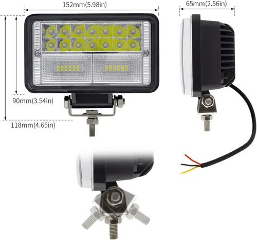 Vista 2 de STDYSUN Luces LED de trabajo para tractor, 2 unidades de aproximadamente 6 pulgadas, luces de conducción de haz combinado, luces auxiliares