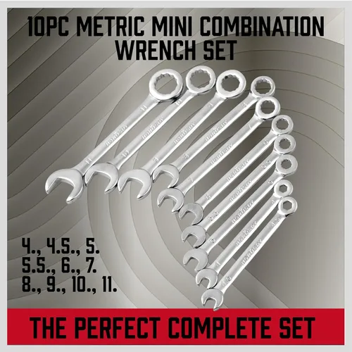 Vista 4 de Premium Midget Wrench Set - 22-Piece Mini Combination Wrench Set Metric & SAE Ignition Wrench Sets 4-10mm & 5/32'' to 7/16'' Lightweight Small Carry