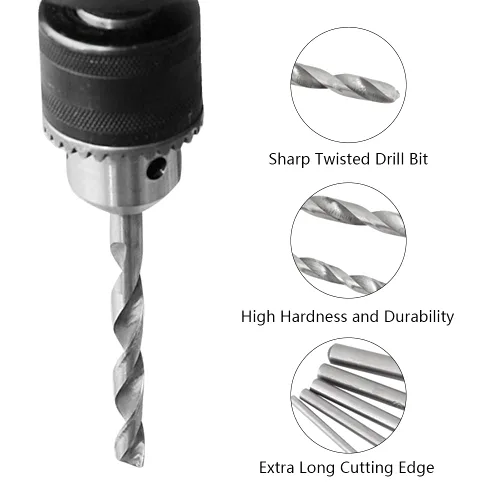 Vista 3 de 5 brocas en espiral de vástago recto extra largo, kit de brocas extralargas, ideal para la mayoría de trabajos y materiales de perforación
