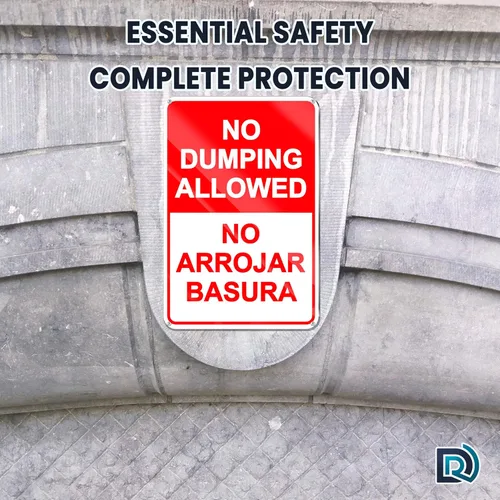Vista 7 de Señales de No Dumping Propiedad Privada – Reflectante 8 x 12 in No Arrojar Basura Aluminio Inglés Español Clima Resistente a la decoloración UV No