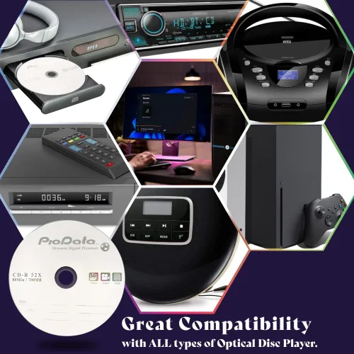 Vista 5 de CD-R 52X 700MB Logo Top Grabable Media – 100 discos de caja de pastel de huso CD en blanco para grabar música a granel discos de CD grabables 100