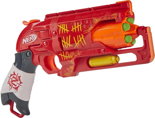 Vista 6 de NERF Zombie Strike Hammershot Blaster, rojo (exclusivo de Yaxa)