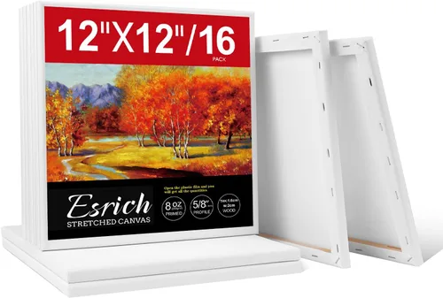 Vista 21 de ESRICH Lienzo estirado para pintar de 5 x 7 pulgadas, paquete de 28 lienzos pequeños de 5/8 pulgadas, lienzo en blanco imprimado sin ácidos