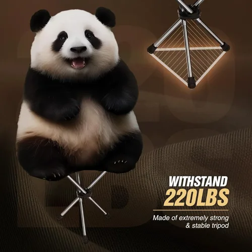 Vista 7 de REDCAMP Paquete de 2 taburetes de camping ultraligeros con patas retráctiles, taburetes de camping portátiles de trípode de 3 patas para adultos