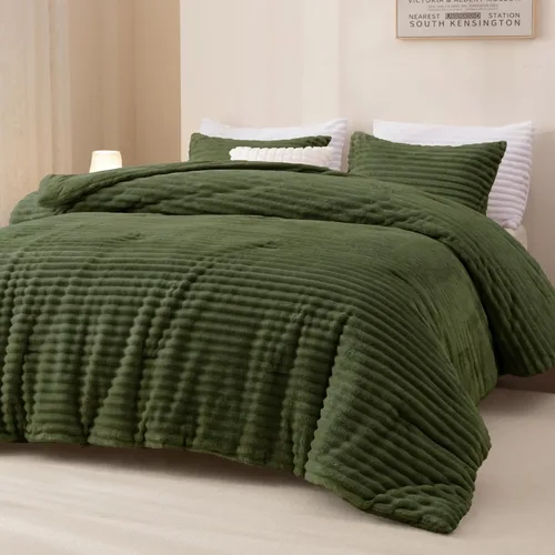 Vista 11 de Juego de edredón de forro polar Andency Queen, juego de 3 piezas de edredón beige para cama tamaño Queen, juego de ropa de cama suave, cálido