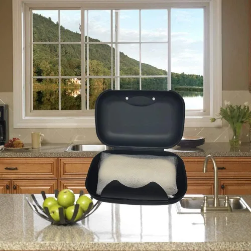 Vista 7 de Contenedor para jabón, estuche portátil para guardar jabón en barra para baño y cocina (negro)