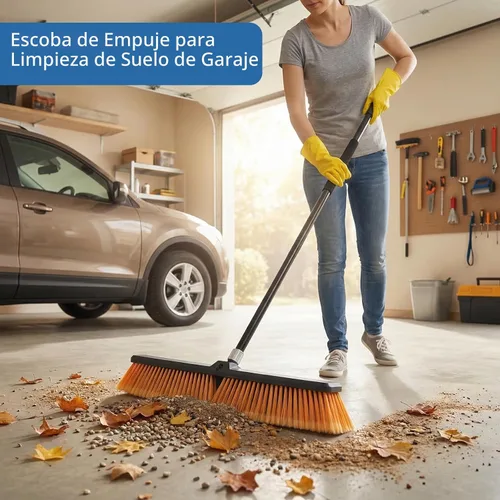 Vista 3 de Escoba de empuje de 24 pulgadas resistente para exteriores, escoba