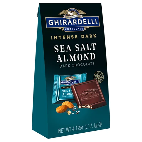 Vista 16 de Ghirardelli - Peso neto oscuro intenso, 19.14 onzas, chocolate negro 60% cacao, 72% cacao, chocolate negro sal marina velada con almendras