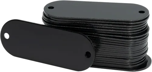 Vista 3 de StayMax Etiquetas de aluminio para grabado en blanco, etiquetas de estampado en blanco con 2 agujeros, paquete de 25 (negro)