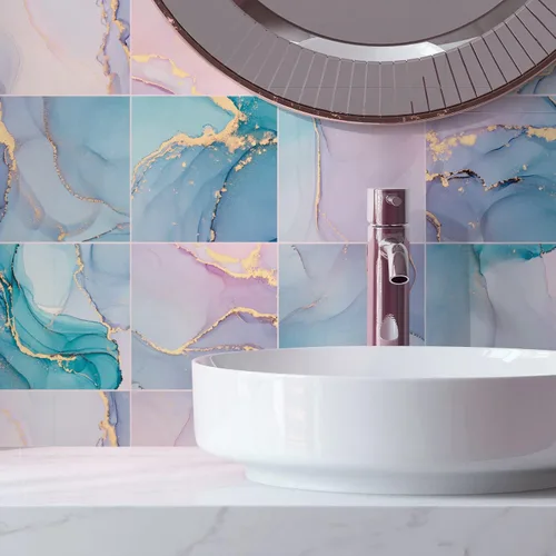 Vista 16 de Alwayspon 12 calcomanías de vinilo autoadhesivas para azulejos de pared, adhesivos de vinilo para azulejos de cocina, baño, 6 x 6 x 6 pulgadas