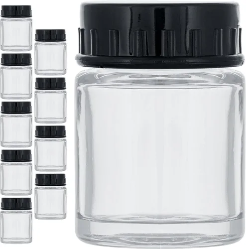 Master Airbrush TB-001 - Botellas vacías de vidrio de 3/4 onzas (22 cc) con tapas de plástico, frascos de repuesto, botellas de almacenamiento de