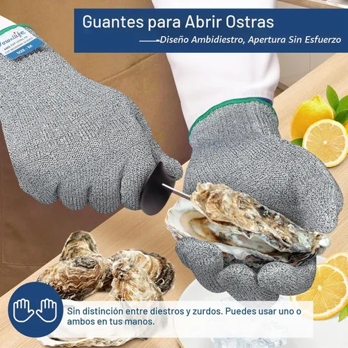 Vista 6 de Dowellife Guantes resistentes a los cortes A9 de máxima protección, guantes de cocina y chef de grado alimenticio para preparación de alimentos Gris