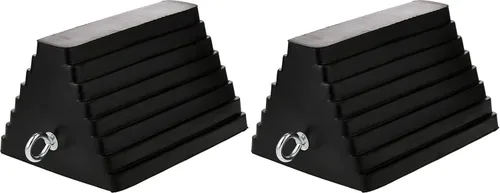 MAXXHAUL 70073 Calzo de rueda resistente de goma sólida con cáncamo (Paquete de 2)