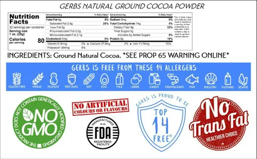 Vista 2 de Gerbs Dark Chocolate Mini, Jumbo, chips tradicionales, puntas de cacao, holandés y polvo natural, 14 mejores libres de alérgenos