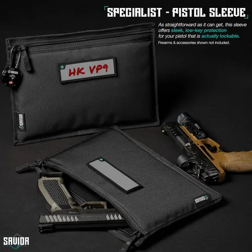Vista 18 de Savior Equipment Funda táctica 600D para arma de fuego, funda suave con parche reflectante para bolsa de gama Specialist Series, cremalleras