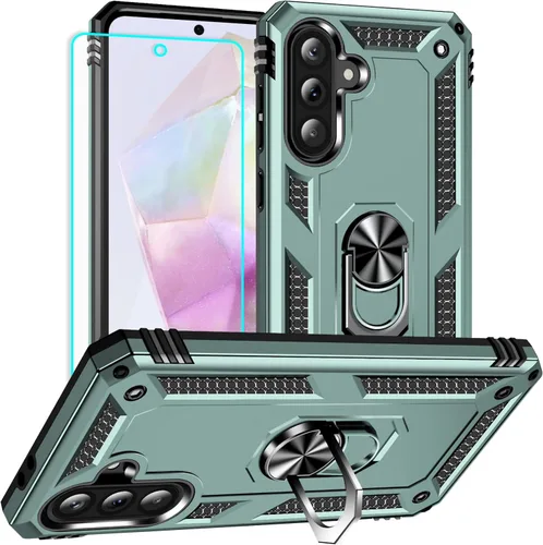 Vista 13 de Yiakeng Funda para Galaxy A32 5G, Samsung A32 5G, fundas protectoras de grado militar con anillo para Samsung Galaxy A32 5G (verde militar)