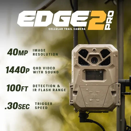 Vista 2 de Moultrie Edge 2 Pro Cellular Trail Camera - Auto Connect Nationwide 4G LTE - On Demand 40MP Photo - 1440P Video with HD Audio - Ai False Trigger