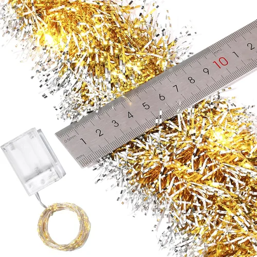 Vista 22 de Ceenna 4 guirnaldas de oropel de Navidad de 32.8 pies con 100 luces LED de 32.8 pies para colgar en la pared, árbol de Navidad, decoración