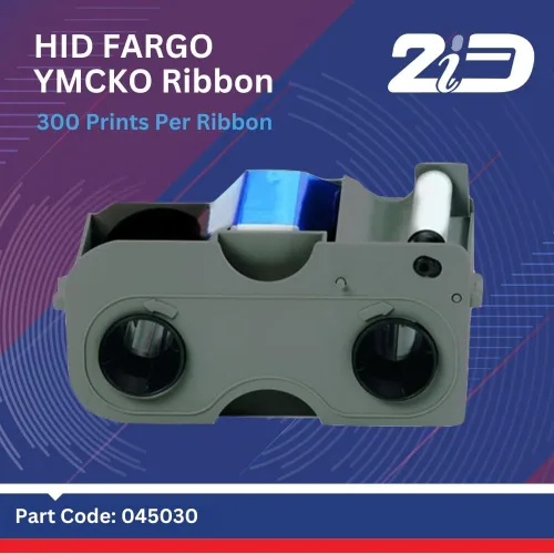 Cartucho de cinta 2ID Fargo YMCKO nuevo y mejorado para DTC1250 | OEM original | 300 impresiones mejoradas (antes 250) | Rodillo de limpieza | Cinta