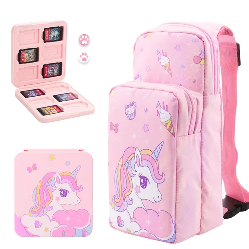 GLDRAM Travel Crossbody Bag Compatible with Nintendo SwitchOLEDLite, Cute Portable Carrying Case Storage Bag for Unicorn, Thickened Shoulder Bag