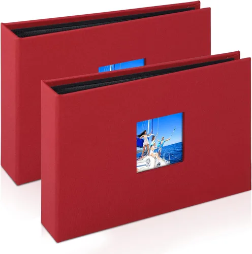 Álbum de fotos pequeño de 4 x 6, paquete de 2, rojo